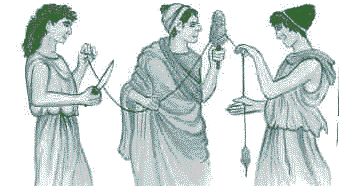 irmãs moiras fiando com o fio da vida